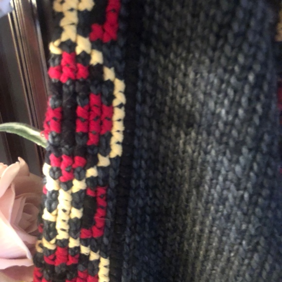 Beautiful INC by Macys gray red and light yellow sweater cardigan - Picture 4 of 7